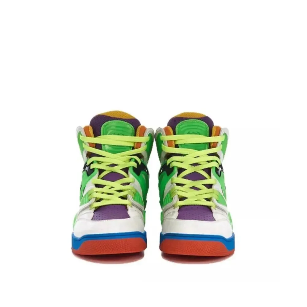 NIB Gucci Basket Dametra Women 37 US 7 High Top Sneaker Green White Purple $990 - Picture 2 of 12